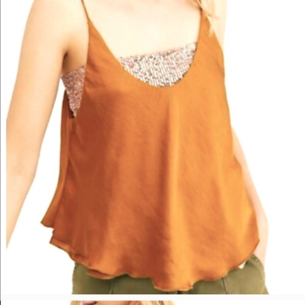 FREE PEOPLE Gold Sequins Turn It On Tank Top (Bonus Jewelry included โผ๏ธ)